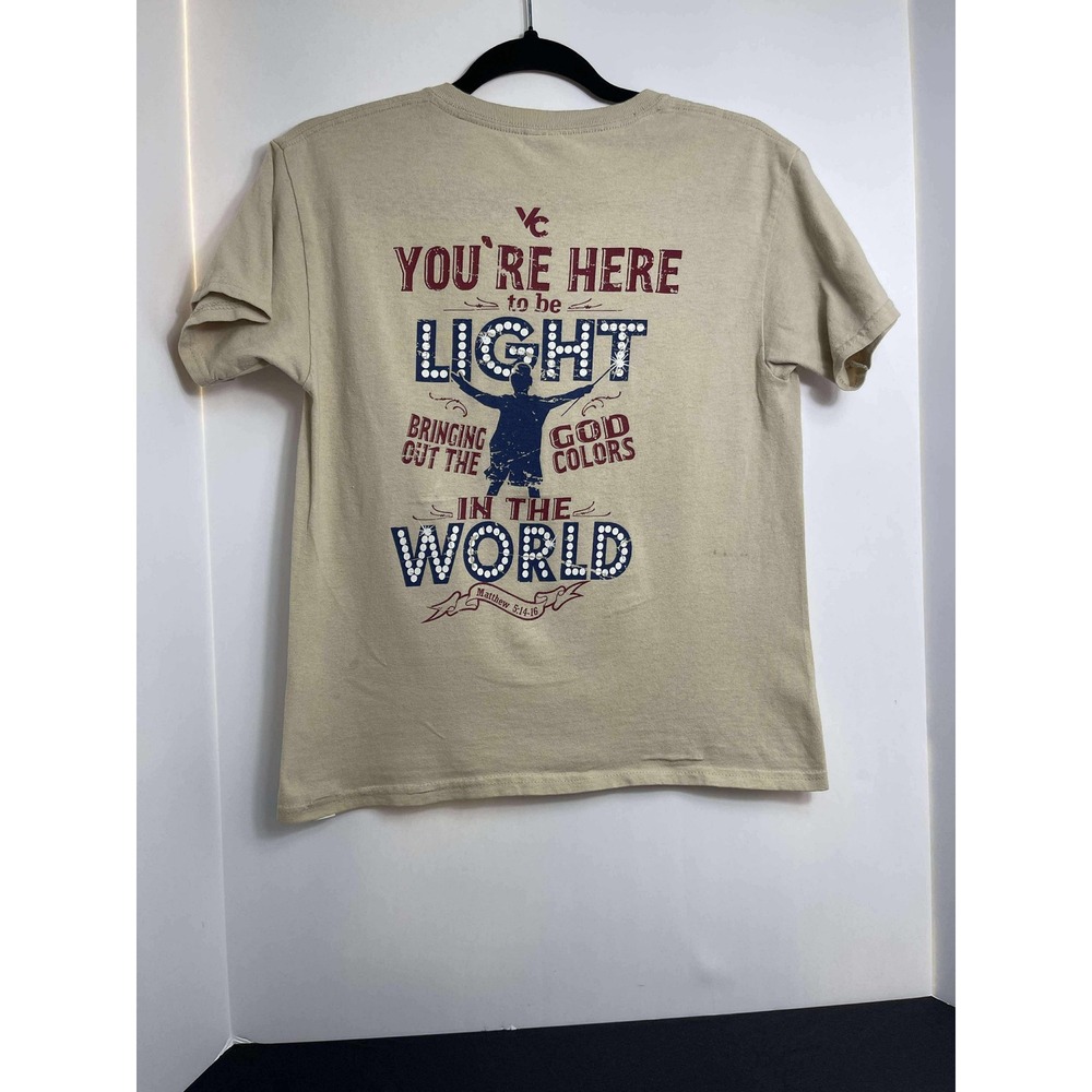 Gildan Heavy Cotton Youth Medium T Shirt Tan Circus Elephant "Greatest Show" Tee